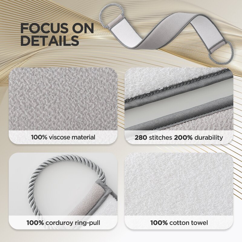 Viscose Back Scrub Strap - Deep Exfoliating Long Bath Towel Pull Tool