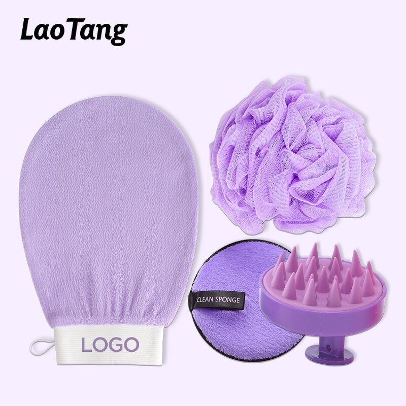 Bathroom Supplies Set - Laotang Bath Gloves Dry Hair Cap Scalp Massager