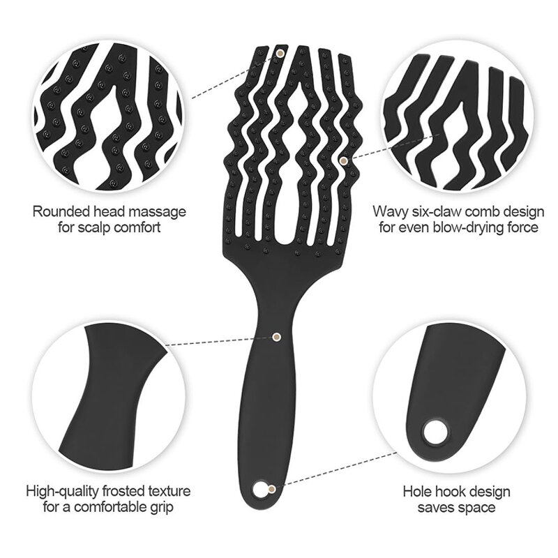 Boar Bristle Hairbrush - Custom Logo Curly Detangling Barber Salon Hair Tool