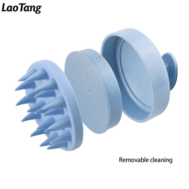 Wheat Straw Hair Shampoo Brush - Custom Logo Silicone Waterproof Scalp Massager