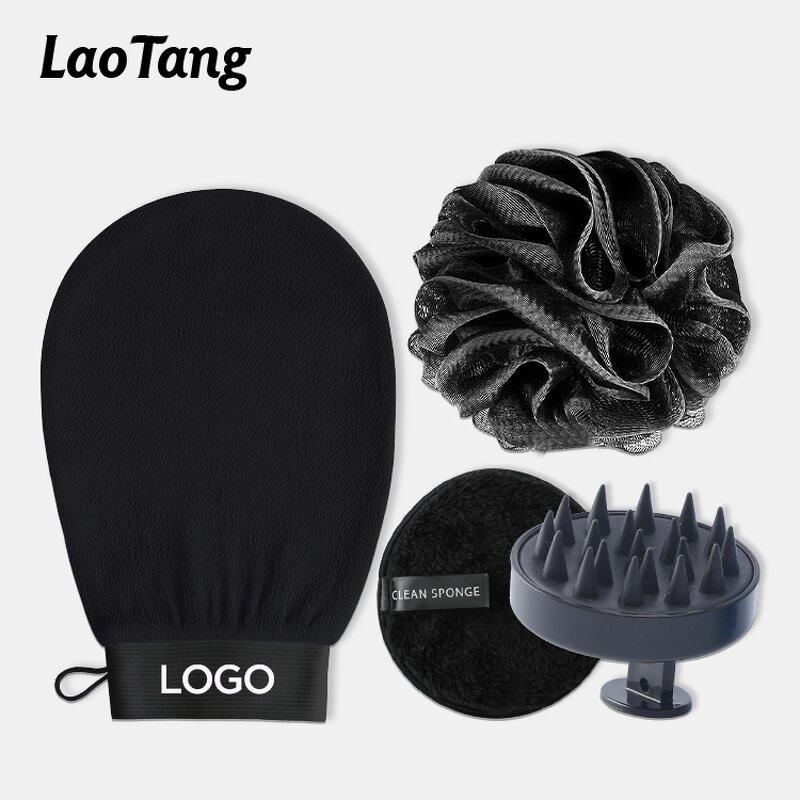 Bathroom Supplies Set - Laotang Bath Gloves Dry Hair Cap Scalp Massager