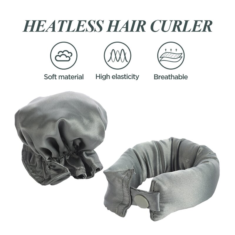 Satin Heatless Curling Rod - Soft Headband No Heat Curls with Hair Caps