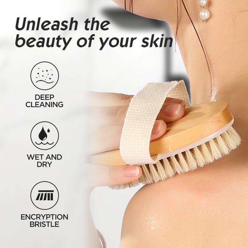 Wooden Dry Body Brush - Natural Bristle Wholesale Bath Supplies Exfoliator