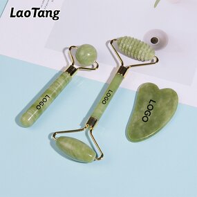 Green Jade Gua Sha Set - Natural Stone Scraping Therapy Facial Massage Tool