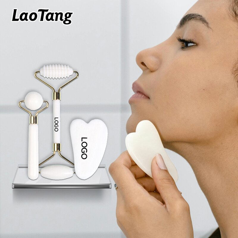 Green Jade Facial Roller - Hot Selling OEM Natural Welded Anti Aging Tool