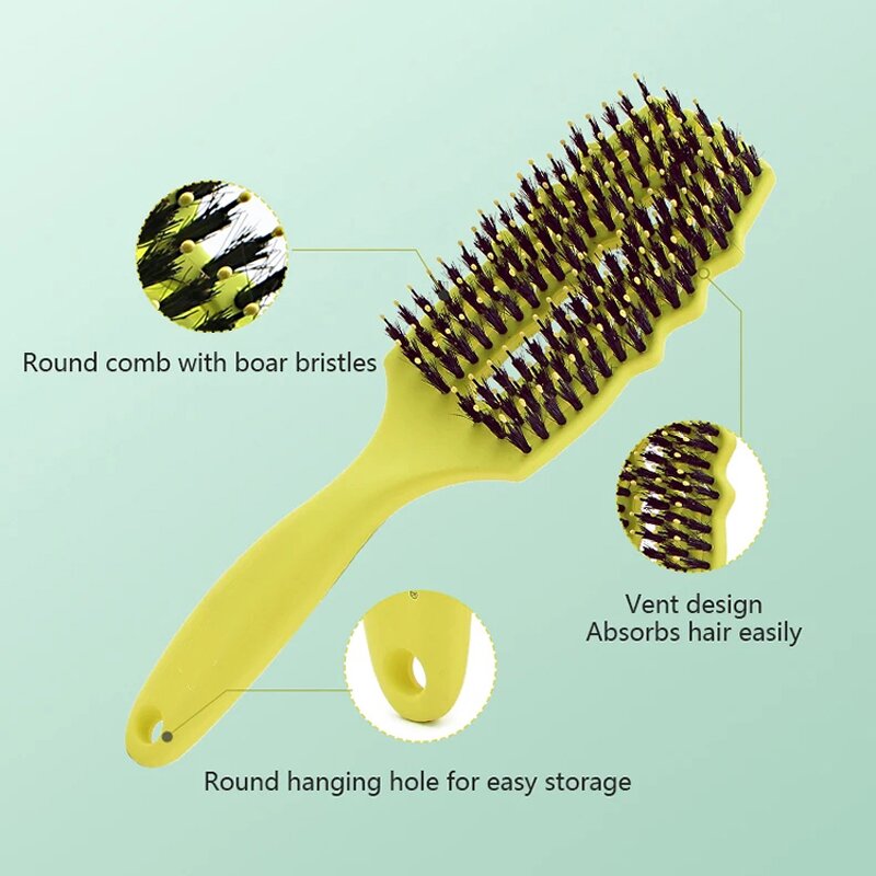 Hair Straightener Brush - Professional Anti-static Massage Detangle Styling Tool