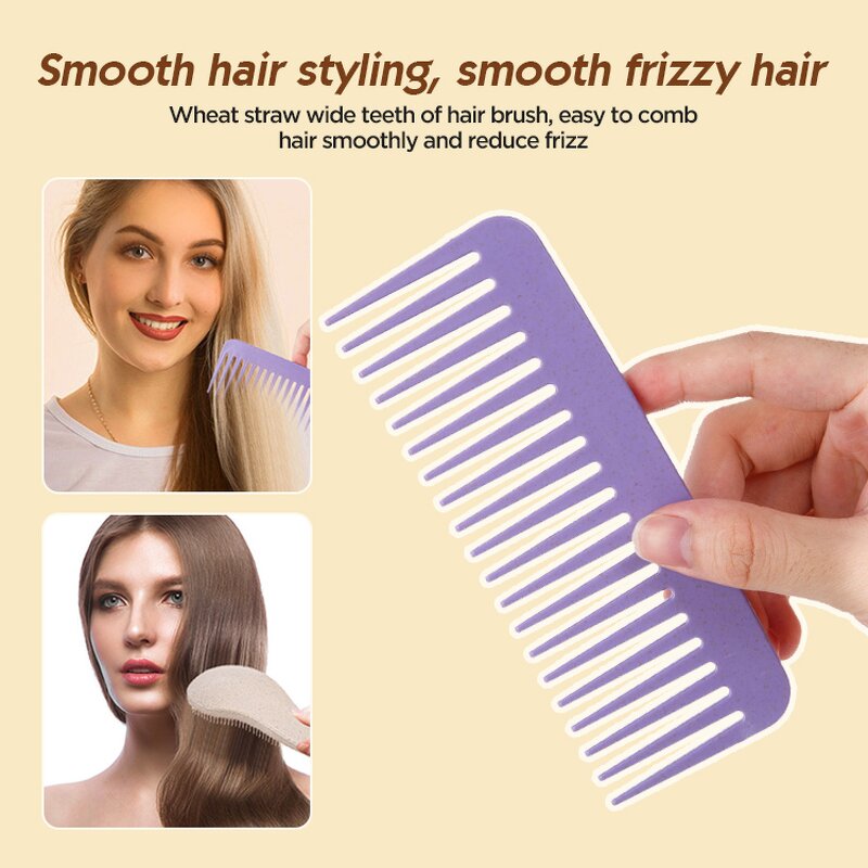 Wheat Straw Detangling Brush - Natural Hair Set for Wet and Dry Use