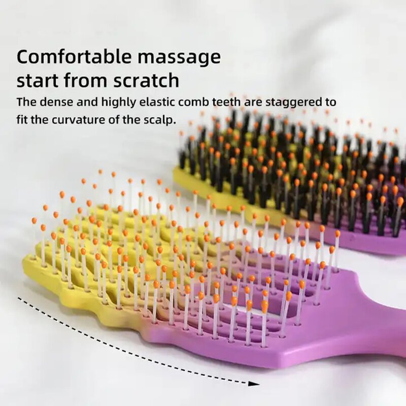 Curved Paddle Hair Brush - Custom Logo Anti-Static Scalp Massage Vent Tool