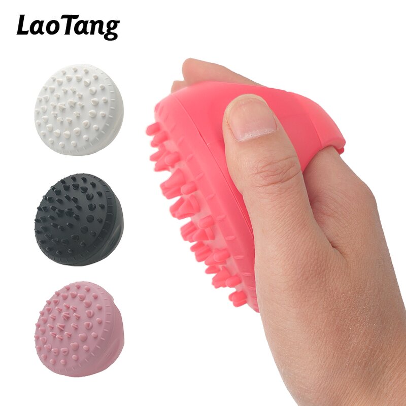 Silicone Scalp Scrubber - Custom Ergonomic Handle Dry Wet Hair Massager Brush