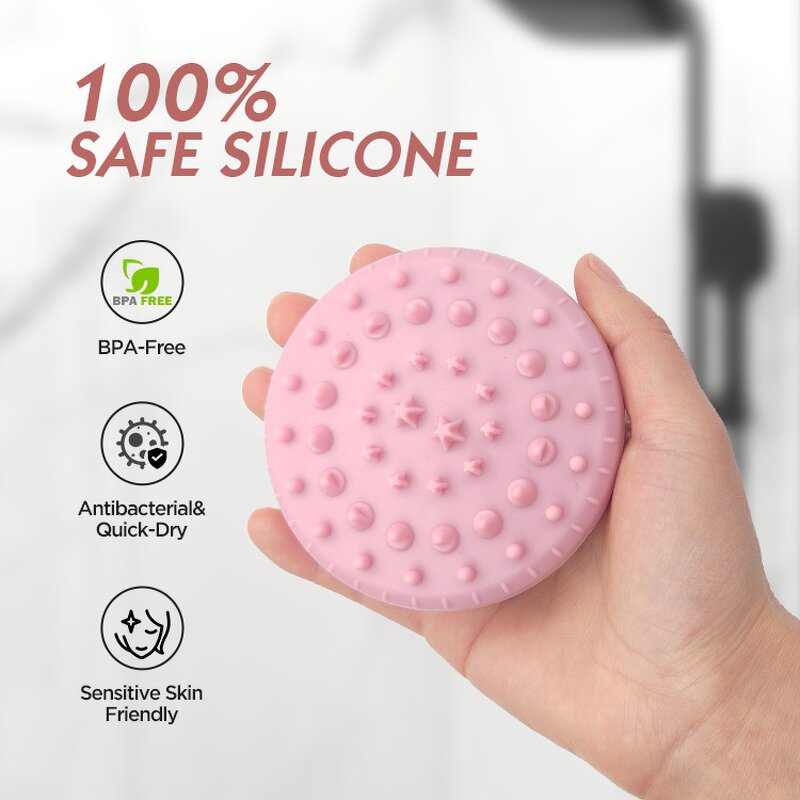Handheld Silicone Scalp Massager - Compact Cushioned Hair Cleaning Shampoo Brush