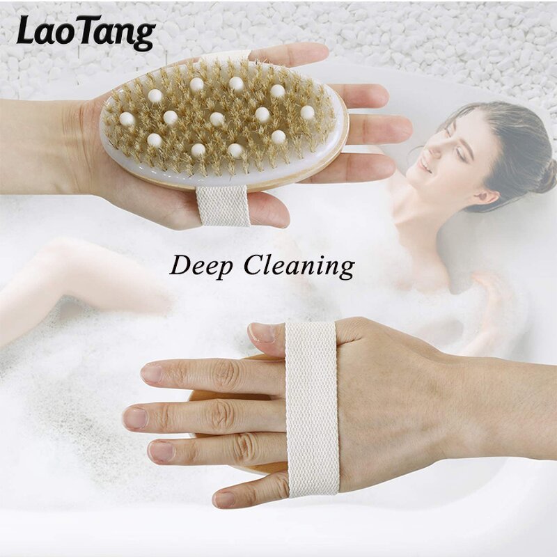 Natural Bristle Body Brush - Private Label Dry Skin Wooden Exfoliating Tool