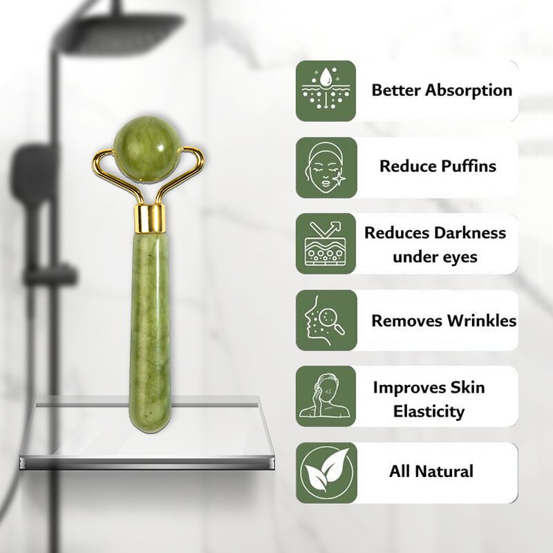 Green Jade Facial Roller - Hot Selling OEM Natural Welded Anti Aging Tool