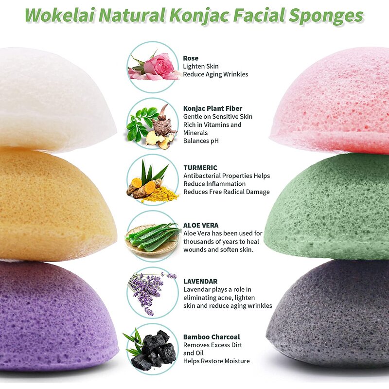 Konjac Facial Sponge - Activated Charcoal Aloe Vera Gentle Cleansing Tool
