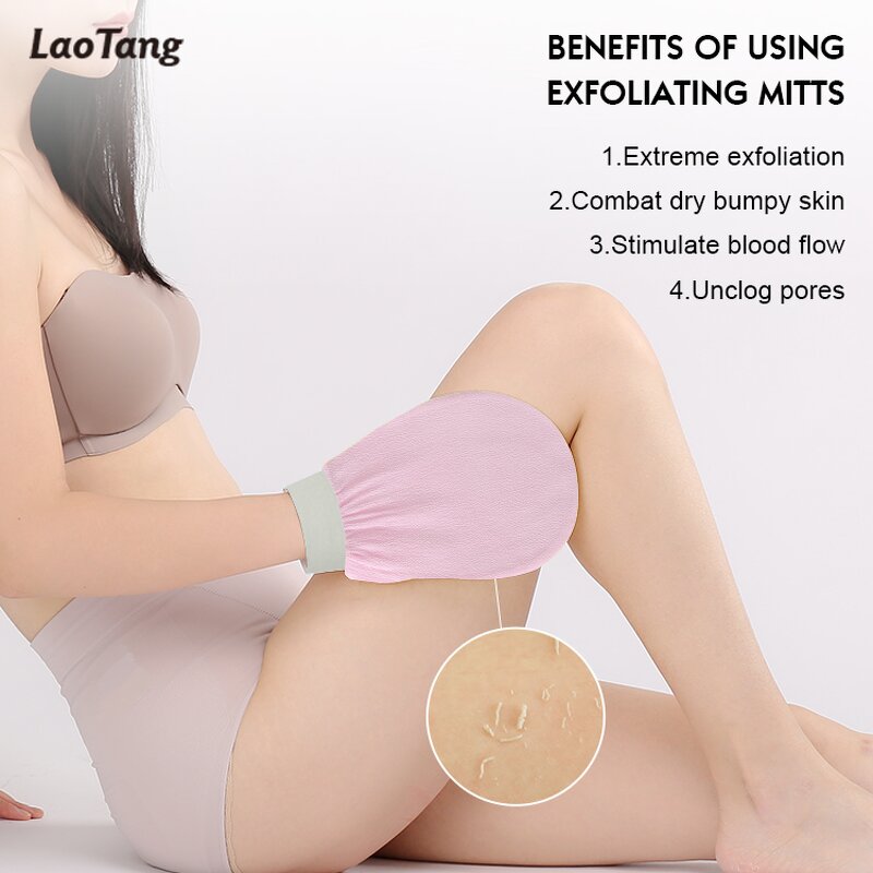 Bath Exfoliating Set - Professional 3pcs Gloves Back Scrub Belt Bath Ball