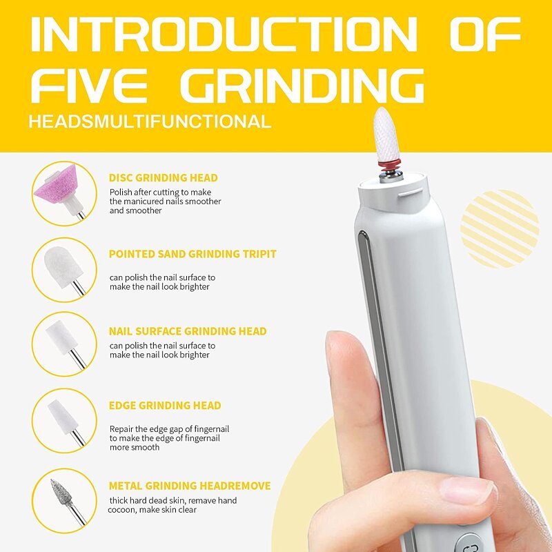 Nail Grinder Manufacturer - Electric 500mAh with 6pcs Replaceable Bits