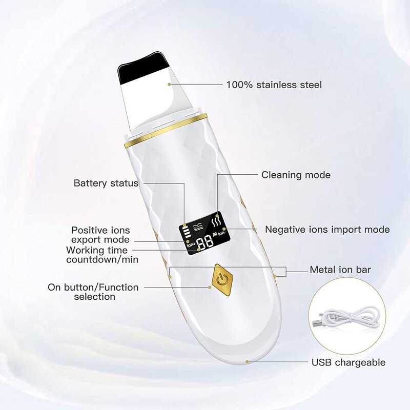Skin Scrubber Manufacturer - EMS Ultrasonic Ion Vibration with LED Display