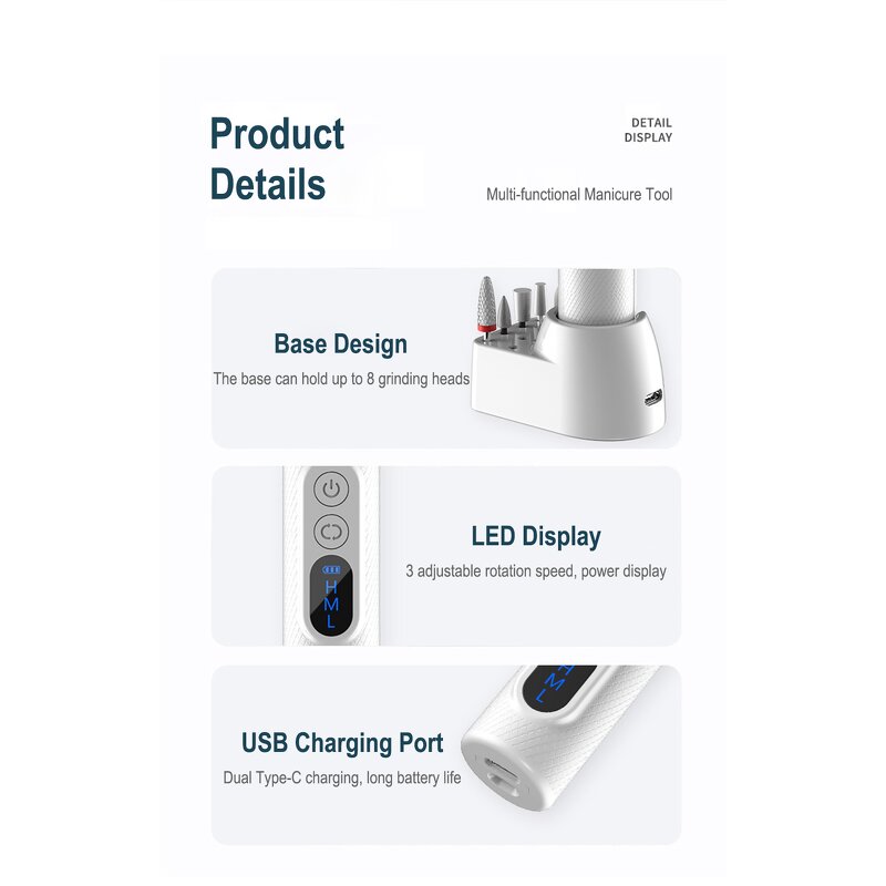 Nail Drill Instrument Manufacturer - Popular Cordless Portable Hand