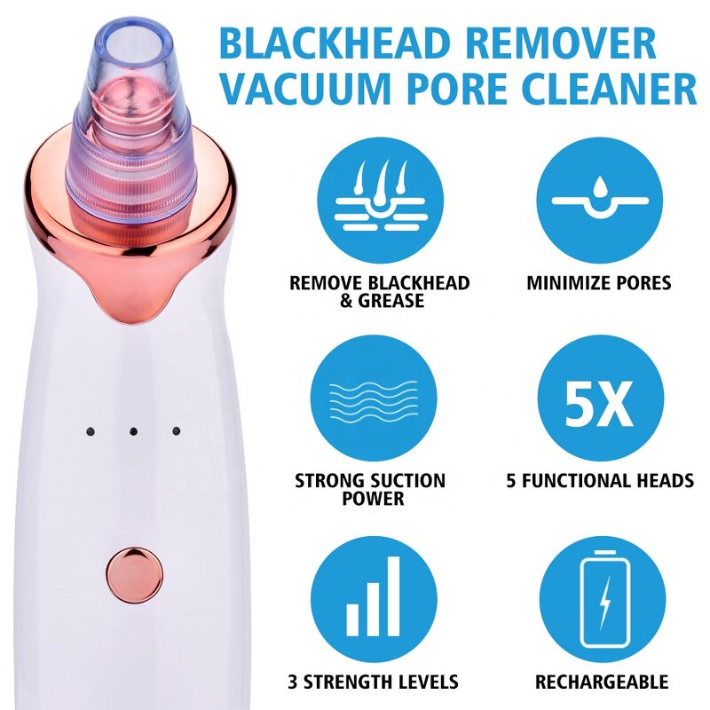 Blackhead Remover Tool Manufacturer - USB Rechargeable 5 Replaceable Nozzles