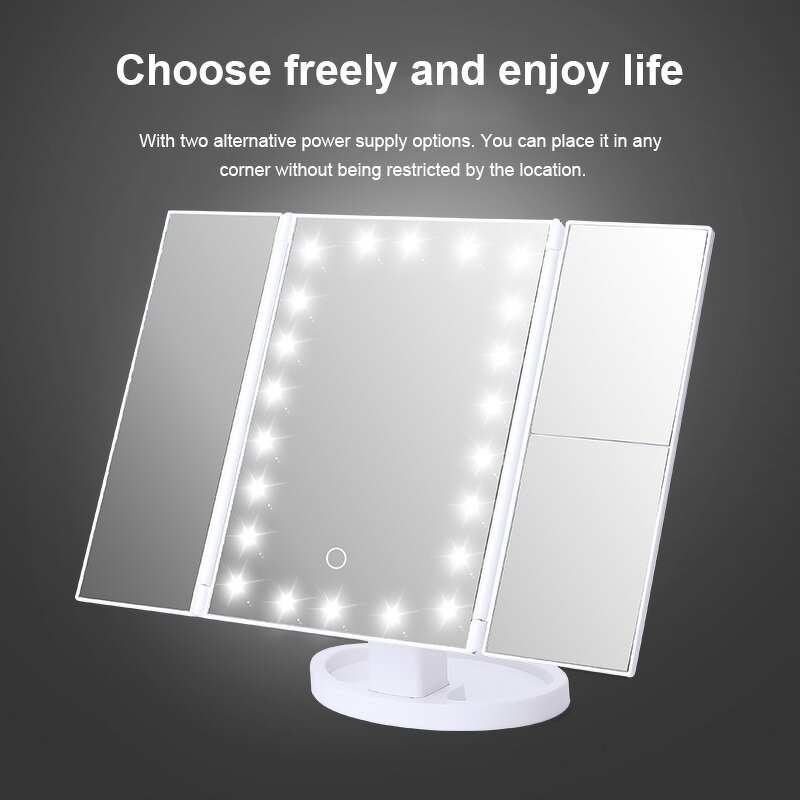 LED Makeup Mirror Manufacturer - Custom 22 Leds 2x 3x 10x Magnifying Tabletop Foldable