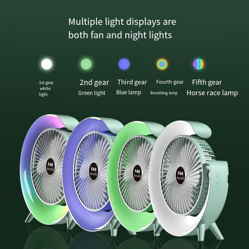 Air Cooler Fan Manufacturer - 7 Color Night Light Small Desk Oscillating 3 Speeds