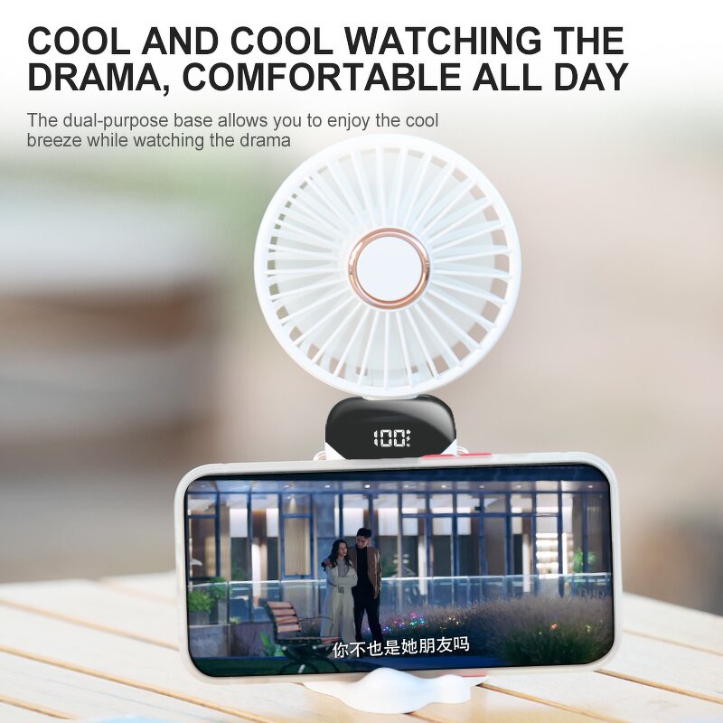Handheld Fan Manufacturer - LED Display Rechargeable Foldable 120 Degree Multicolor