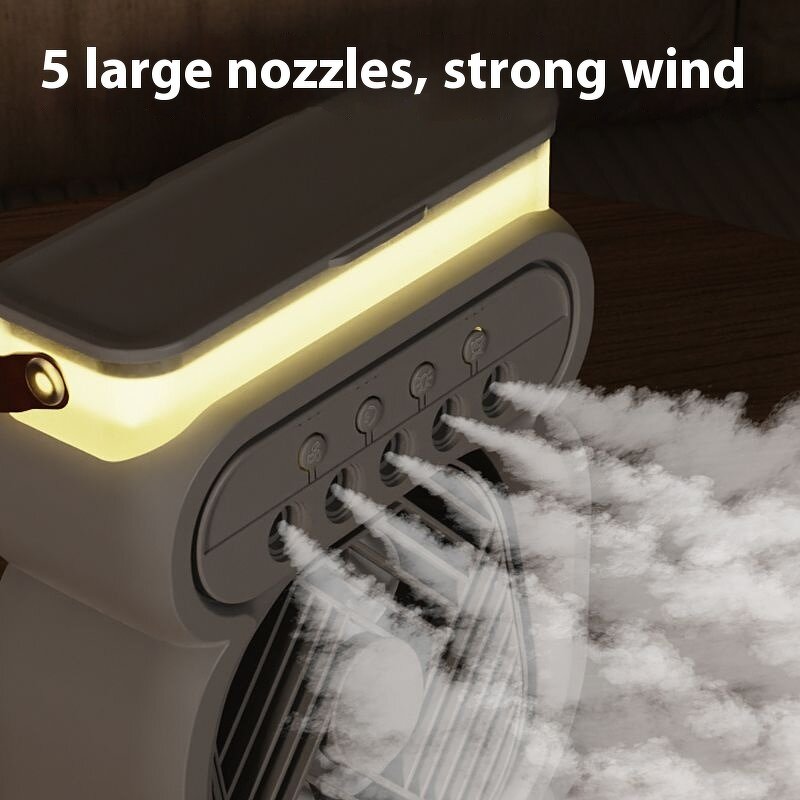 Air Cooler Fan Manufacturer - 5 Nozzles Humidification 3-Speed with 7 Colors Light