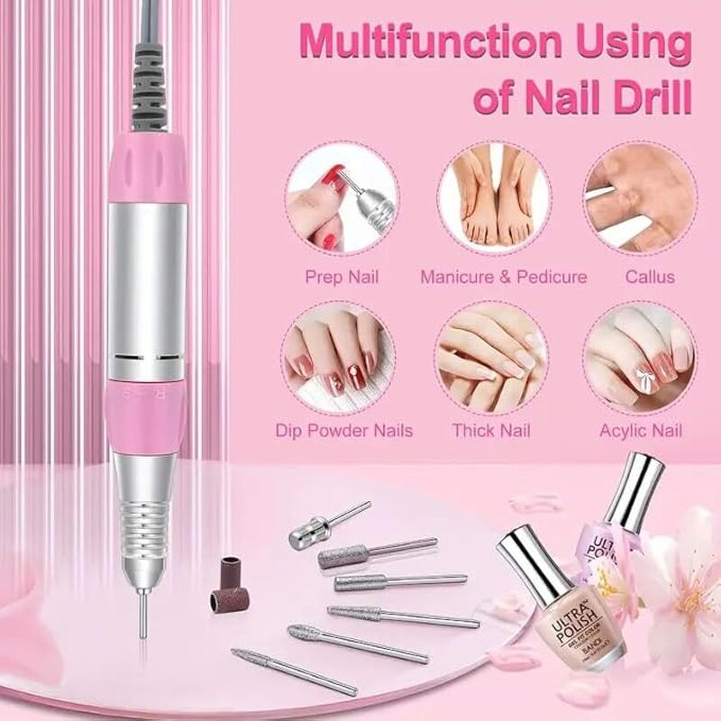 Electric Nail Drill Machine - Professional 30000 RPM Rechargeable Acrylic Tool