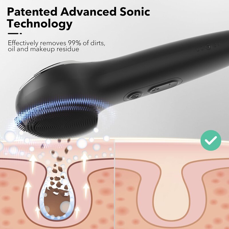 Sonic Silicone Cleanser Brush - Red Blue Light Hot Compress Massage Men Women Tool