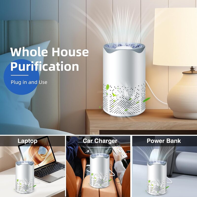 Household Air Purifier - HEPA Filter Low Noise Negative Ion Ozone Purifier