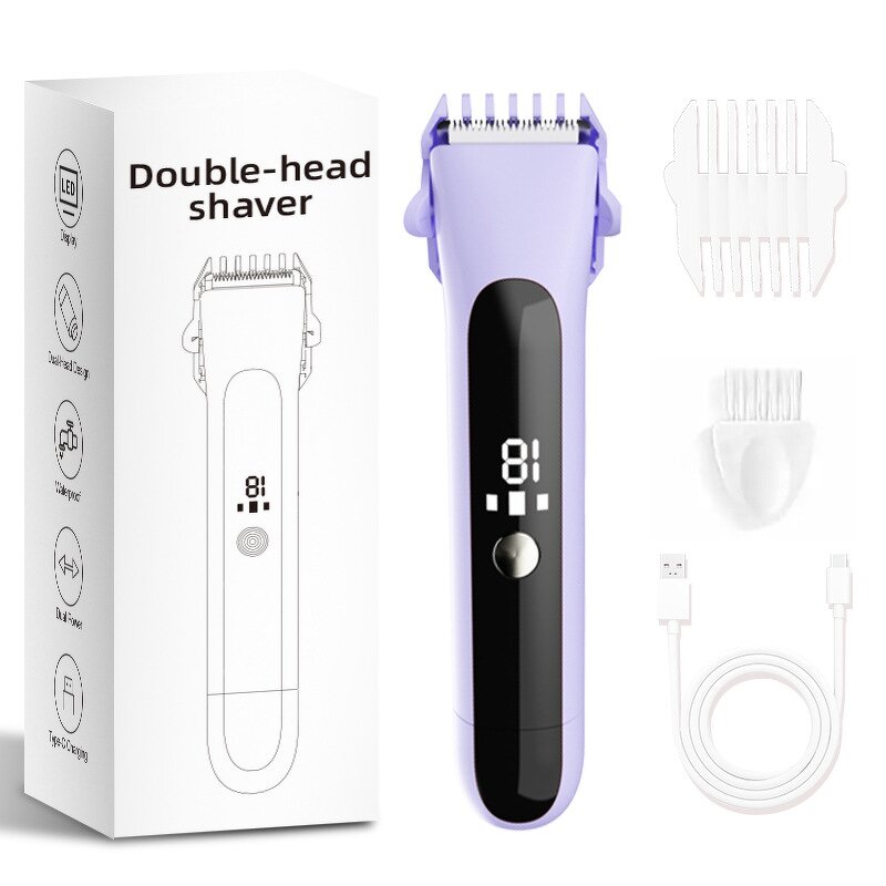 Dual-Head Private Parts Shaver - IPX7 Waterproof Electric Armpit Leg Lip Trimmer