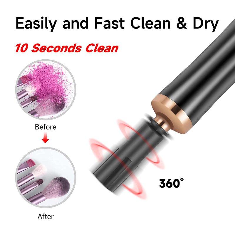 Auto Spin Brush Cleaner - 8 Rubber Collars Deep Wash Quick Dry All Brushes