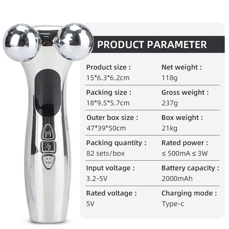 4D Microcurrent Roller - Skin Firming Facial Slimming Electric Vibration Tool