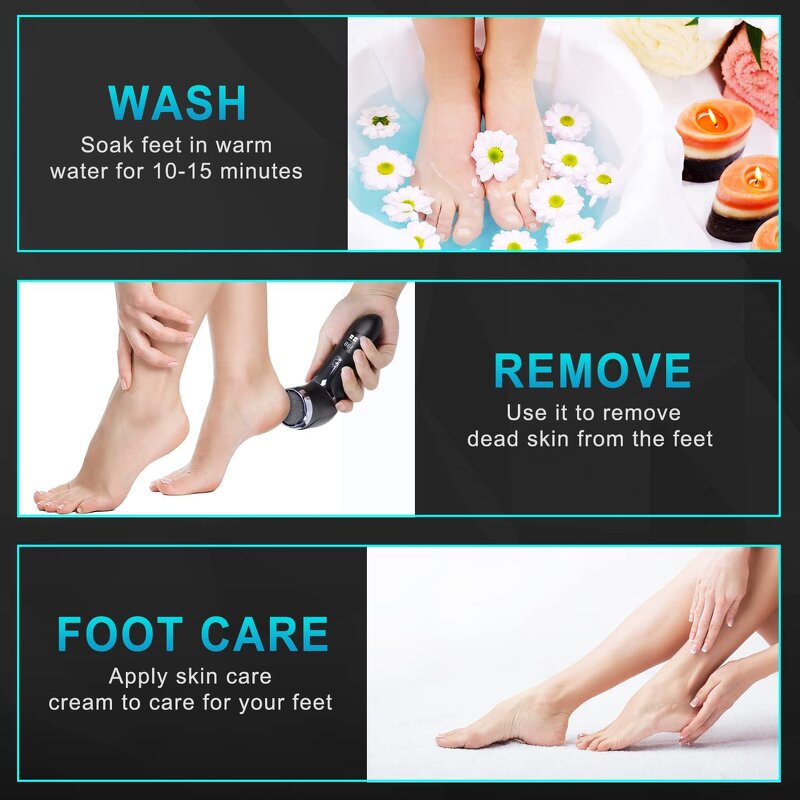 Electric Callus Remover - Professional IPX7 Waterproof 3 Rollers LED Display