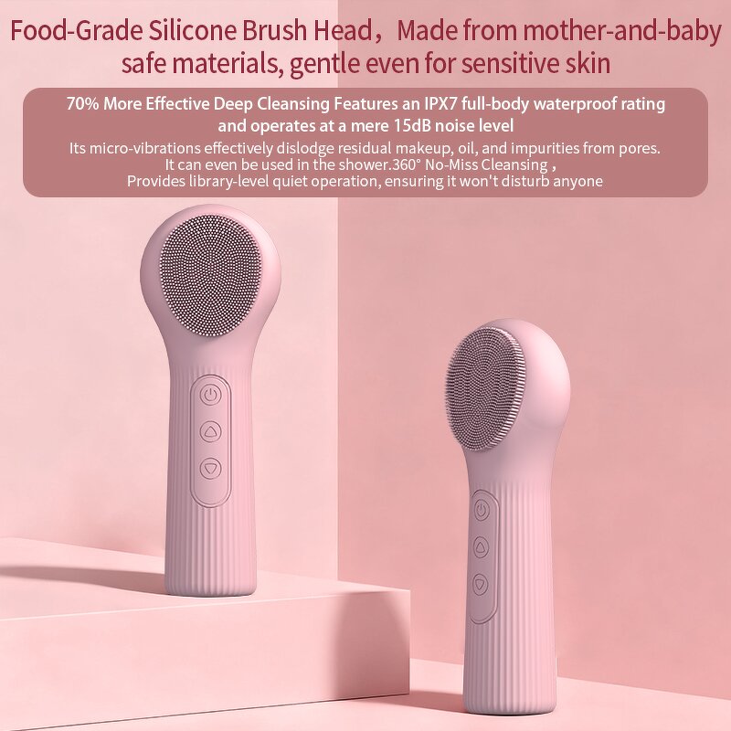 Silicone Facial Cleansing Brush - 2 in 1 Waterproof Deep Cleansing Exfoliator