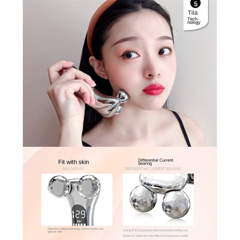 4D Microcurrent Roller - Skin Firming Facial Slimming Electric Vibration Tool