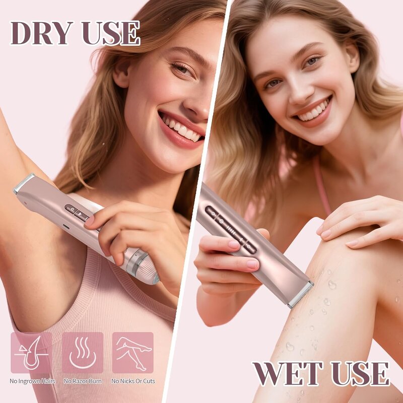 2 in 1 Bikini Trimmer - Dual Head IPX7 Waterproof Lady Electric Hair Remover
