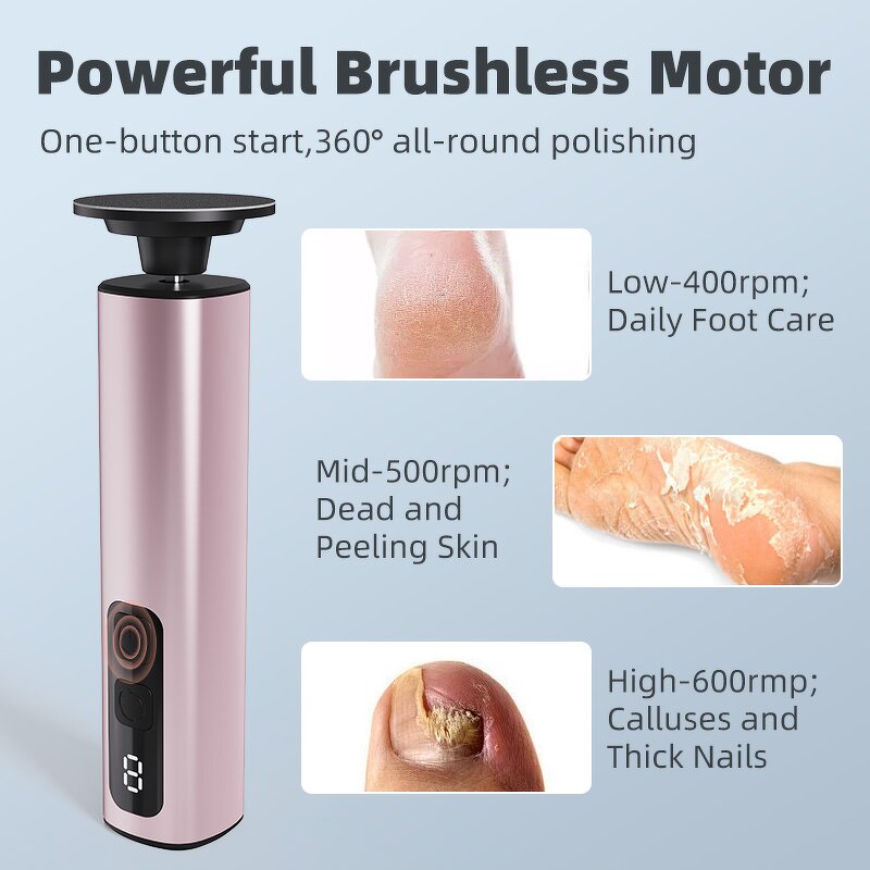 Electric Foot File Scraper - Rechargeable Callus Remover Nail Drill Household