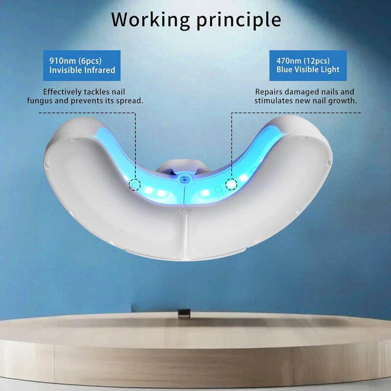 Nail Fungus Cleaning Device - 36W 470nm Blue 910nm Infrared UV Gel Dryer