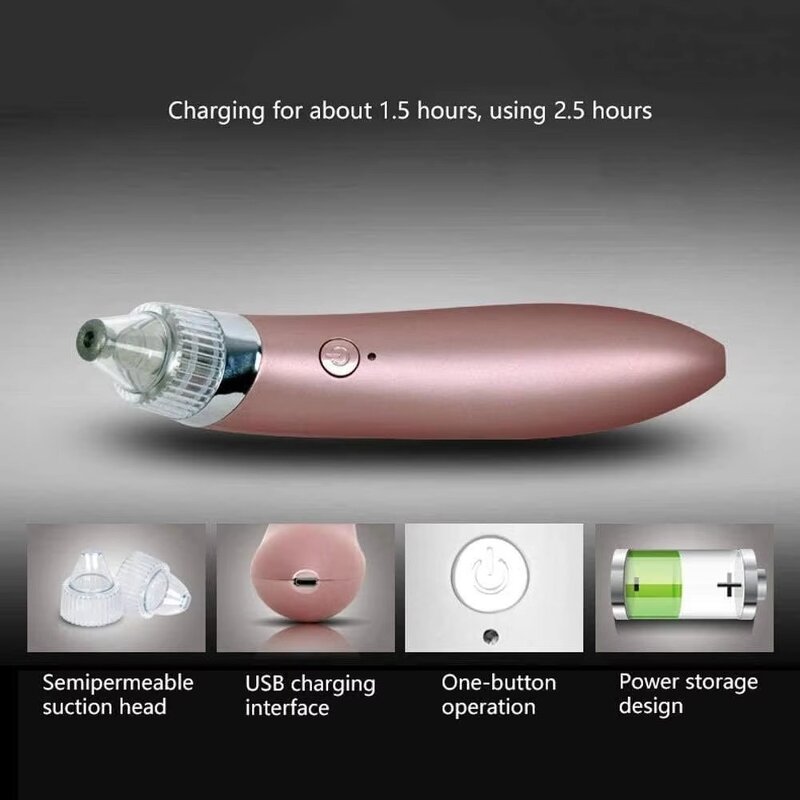 Vacuum Suction Blackhead Remover - Rechargeable Deep Pore Facial Home Salon Tool