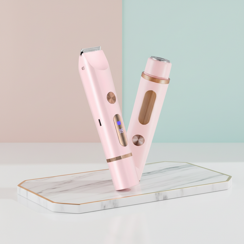 Cordless Hair Trimmer Shaver - Dual Head Digital Display Full Body Women Remover