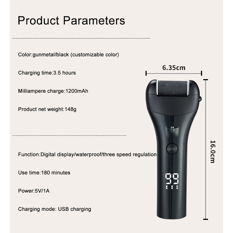 Electronic Callus Remover - USB Waterproof LED Screen Foot Peeler Cracked Heels