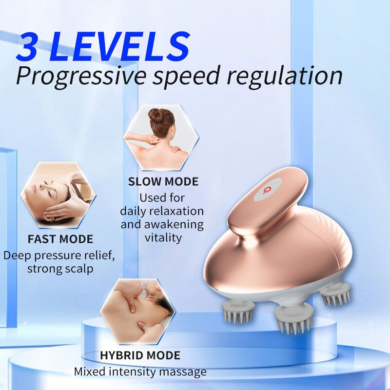 Electric Scalp Massager - Red Blue Light Head Body Care Support Customization