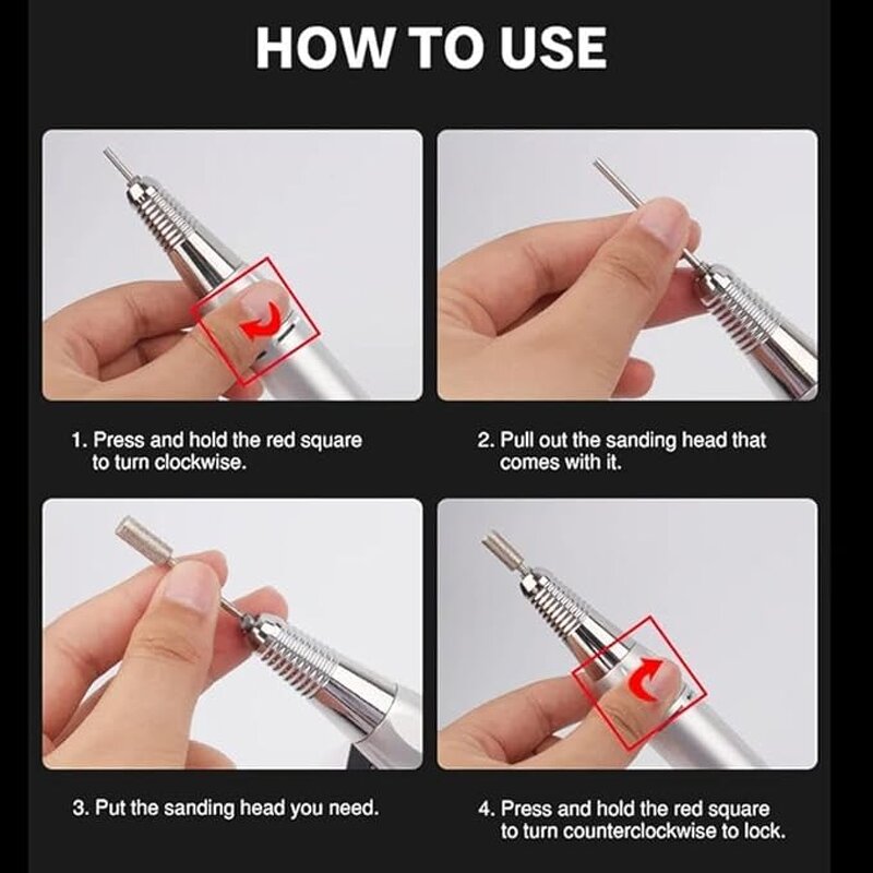 Electric Nail Drill Machine - Professional 30000 RPM Rechargeable Acrylic Tool