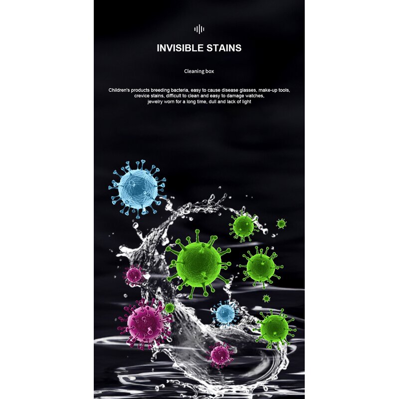 Ultrasonic Jewelry Cleaner - Home Use Makeup Brush Glasses Razor Dentures Tool