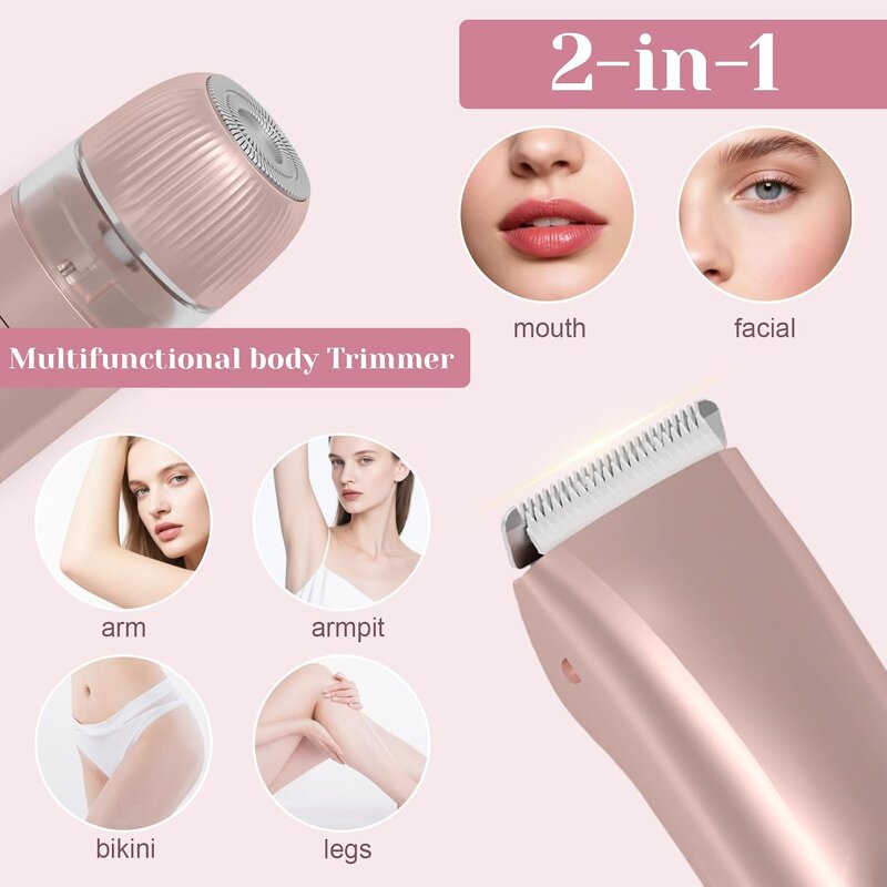 2 in 1 Bikini Trimmer - Dual Head IPX7 Waterproof Lady Electric Hair Remover