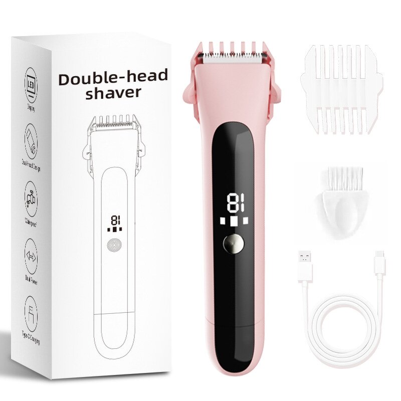 Dual-Head Private Parts Shaver - IPX7 Waterproof Electric Armpit Leg Lip Trimmer