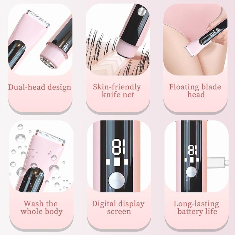 Double Head Hair Remover - USB Rechargeable Waterproof Women Body Trimmer