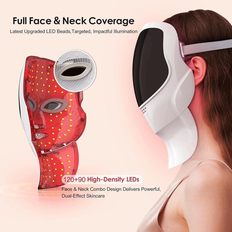 LED Light Therapy Mask - 7-Color Red Light Face Neck Infrared Skin Care Tool