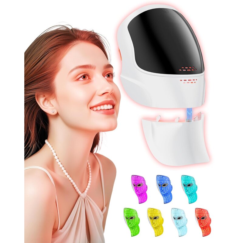 7-Color LED Therapy Mask - Portable Red Light Face Neck Beauty Skin Care Tool