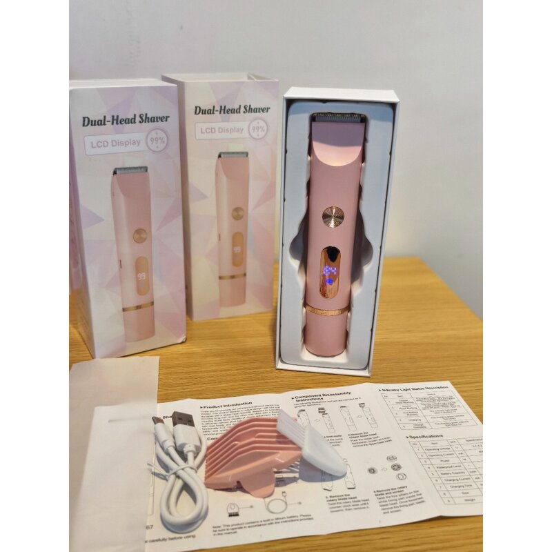 2-in-1 Hair Trimmer Shaver - Dual Head LCD IPX7 Waterproof Intimate Bikini Tool